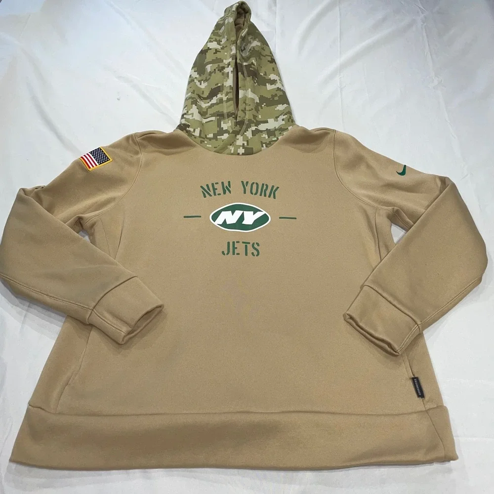 Nike New York Jets Salute to Service Hoodie Mens XL Tan Camo NFL On-Field XL